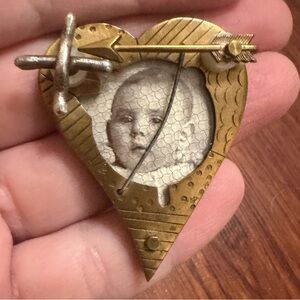 Thomas Mann P502 “Techno Romantic" 1985 Vintage Mixed Media Creepy Baby Brooch